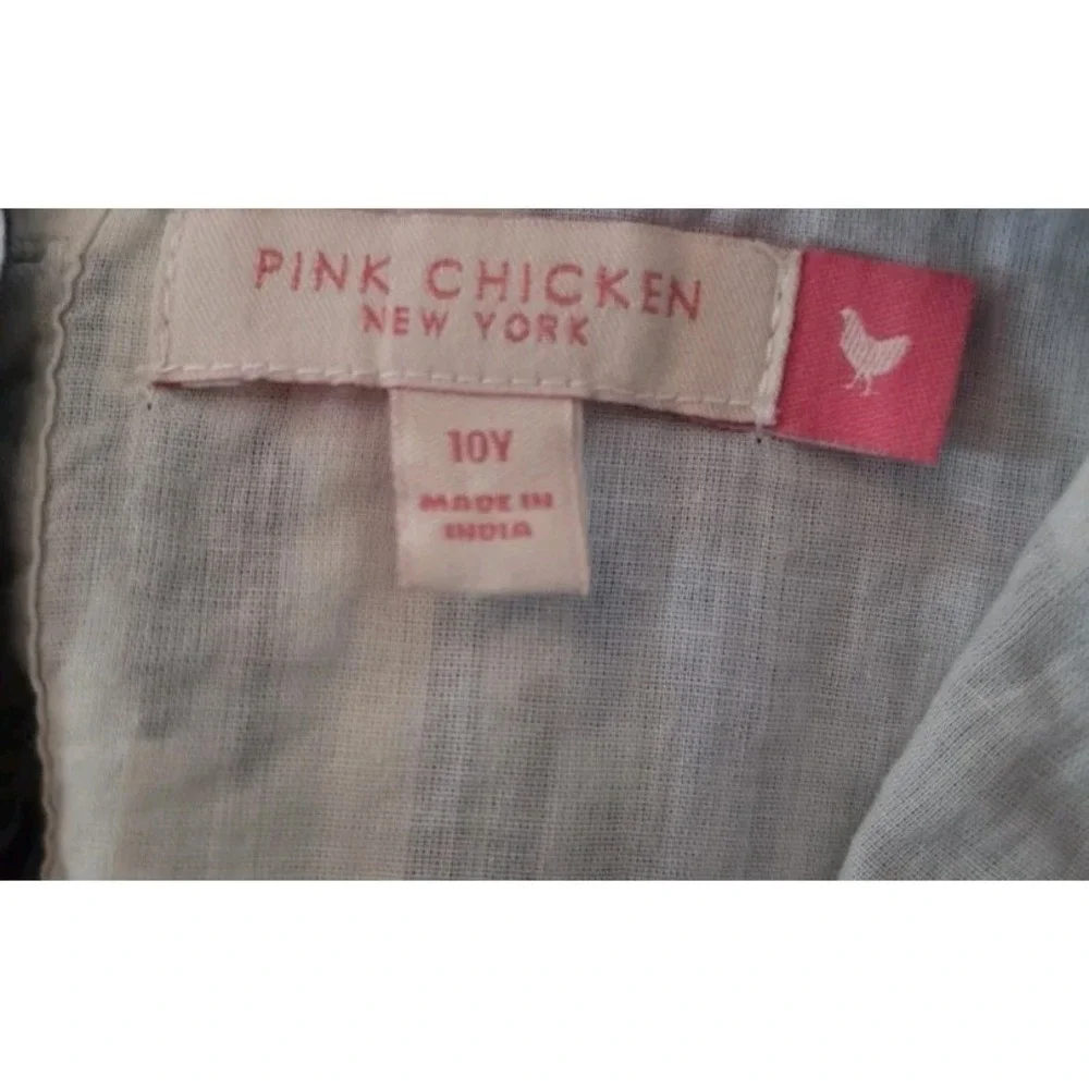 PINK CHICKEN Girl Dress 100% Cotton Line Cottagecore Boho Ikat Resort Coastal 10